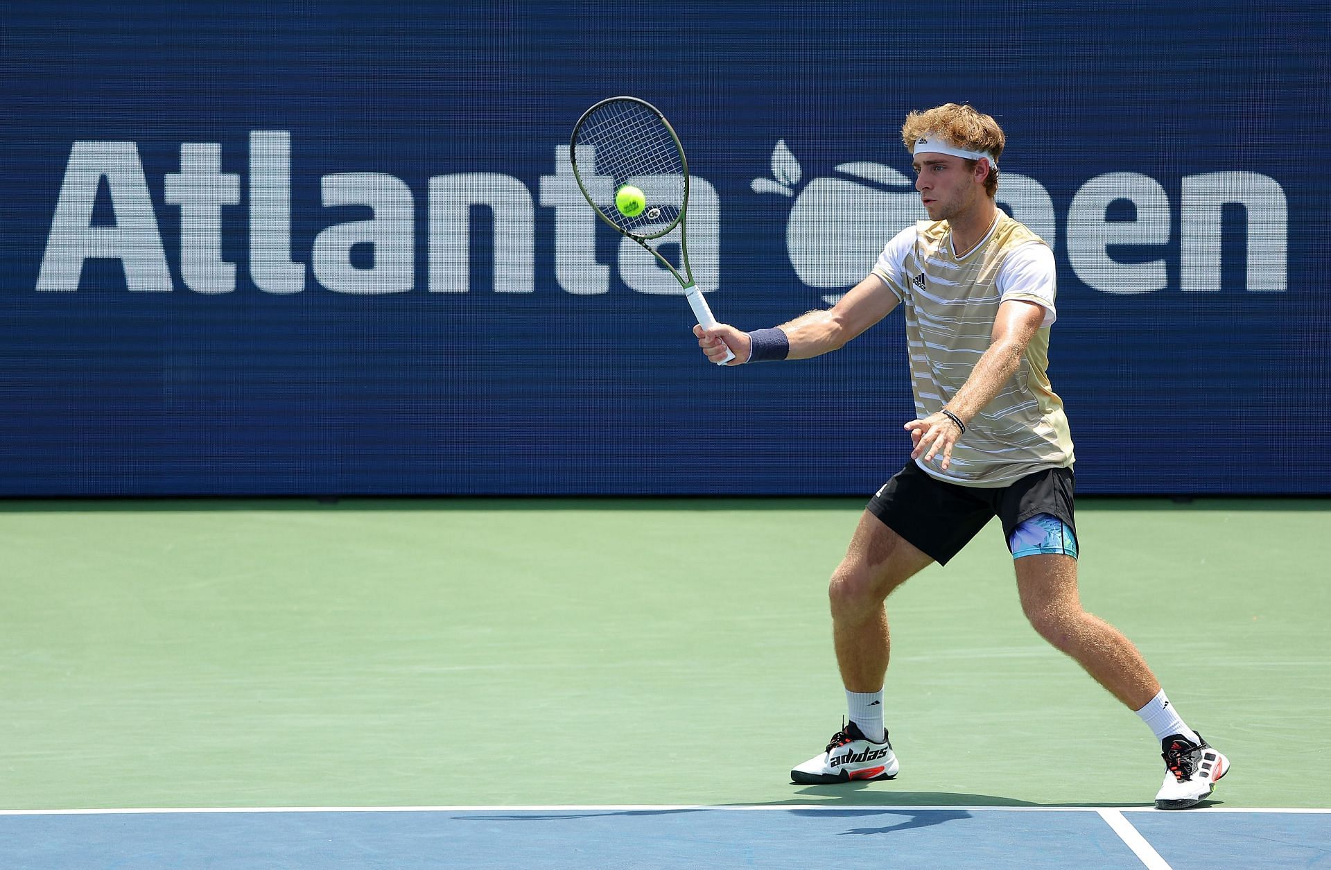 Martin plays a forehand at the Atlanta Open - Day 4 - Source: Getty